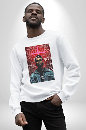 The Weeknd Erkek Kadın Unisex Dijital Baskılı Beyaz Sweatshirt