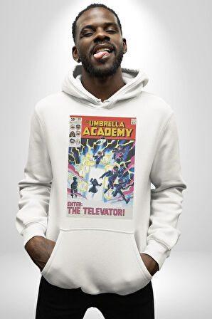 Umbrella Academy Erkek Kadın Beyaz Dijital Baskılı Kapüşonlu Sweatshirt Hoodie