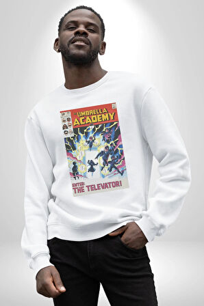Umbrella Academy Erkek Kadın Unisex Dijital Baskılı Beyaz Sweatshirt