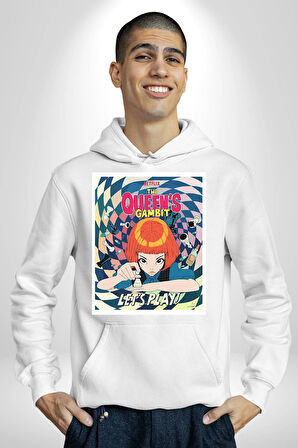 Satranç Kralicesi Dizi The Queen's Gambit Erkek Kadın Beyaz Dijital Baskılı Kapüşonlu Sweatshirt Hoodie