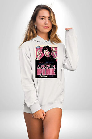 Sherlock Sırrı  Erkek Kadın Beyaz Dijital Baskılı Kapüşonlu Sweatshirt Hoodie