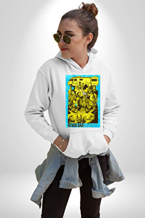 Breaking Bad Dizi Erkek Kadın Beyaz Dijital Baskılı Kapüşonlu Sweatshirt Hoodie