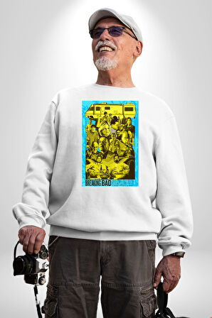 Breaking Bad Dizi Erkek Kadın Unisex Dijital Baskılı Beyaz Sweatshirt