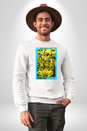 Breaking Bad Dizi Erkek Kadın Unisex Dijital Baskılı Beyaz Sweatshirt