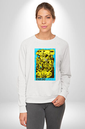 Breaking Bad Dizi Erkek Kadın Unisex Dijital Baskılı Beyaz Sweatshirt