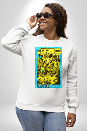 Breaking Bad Dizi Erkek Kadın Unisex Dijital Baskılı Beyaz Sweatshirt