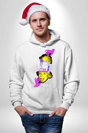 Einstein Retro Dil Çıkarma Devam Ettir Erkek Kadın Beyaz Dijital Baskılı Kapüşonlu Sweatshirt Hoodie