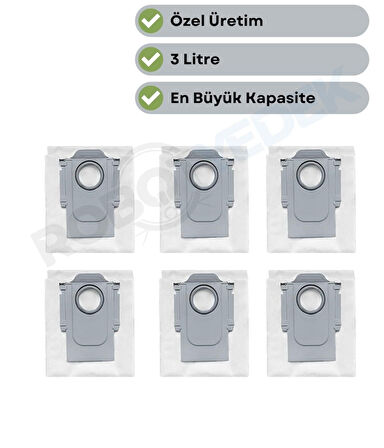 Roborock QRevo Curv 2 Pro Uyumlu 6 Adet Toz Çöp Torbası