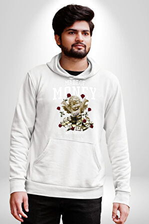 Aşk Meleği Para Kazandım Hayat Tavsiyesi Erkek Kadın Beyaz Dijital Baskılı Kapüşonlu Sweatshirt Hoodie