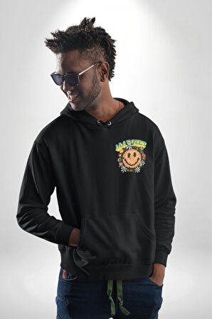 Gülen Market Ağaç Çiçek Mantar Erkek Kadın Siyah Ön Sırt Baskılı Kapüşonlu Sweatshirt Hoodie