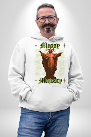 Dağınık Majestileri Hıristiyan Sokak Stili  Erkek Kadın Beyaz Dijital Baskılı Kapüşonlu Sweatshirt Hoodie