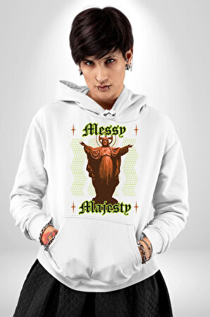 Dağınık Majestileri Hıristiyan Sokak Stili  Erkek Kadın Beyaz Dijital Baskılı Kapüşonlu Sweatshirt Hoodie