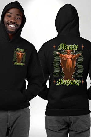 Dağınık Majestileri Hıristiyan Sokak Stili  Erkek Kadın Siyah Ön Sırt Baskılı Kapüşonlu Sweatshirt Hoodie