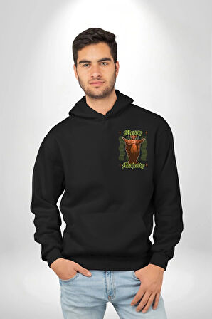Dağınık Majestileri Hıristiyan Sokak Stili  Erkek Kadın Siyah Ön Sırt Baskılı Kapüşonlu Sweatshirt Hoodie