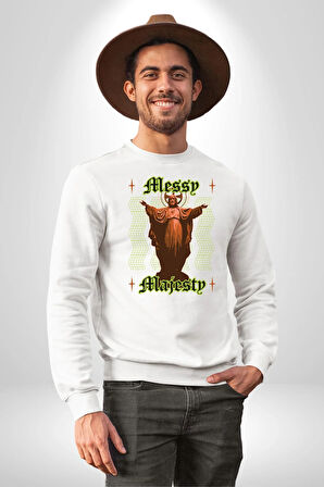 Dağınık Majestileri Hıristiyan Sokak Stili  Erkek Kadın Unisex Dijital Baskılı Beyaz Sweatshirt