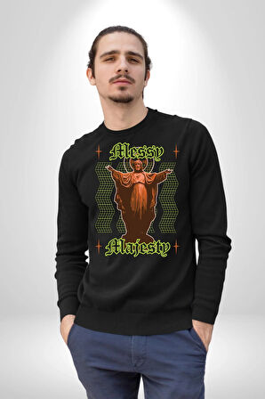 Dağınık Majestileri Hıristiyan Sokak Stili  Erkek Kadın Unisex Dijital Baskılı Siyah Sweatshirt