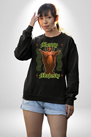Dağınık Majestileri Hıristiyan Sokak Stili  Erkek Kadın Unisex Dijital Baskılı Siyah Sweatshirt