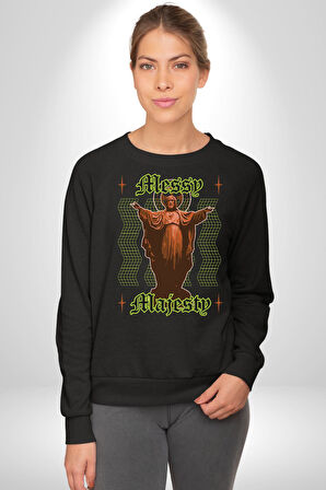 Dağınık Majestileri Hıristiyan Sokak Stili  Erkek Kadın Unisex Dijital Baskılı Siyah Sweatshirt