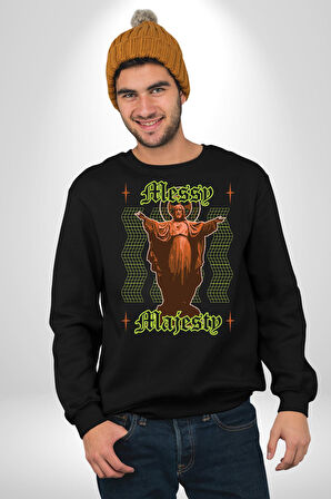 Dağınık Majestileri Hıristiyan Sokak Stili  Erkek Kadın Unisex Dijital Baskılı Siyah Sweatshirt