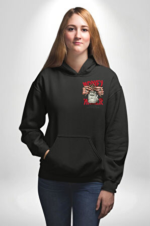 Uyan Ve Para Kazanmaya Başla Sokak Style Erkek Kadın Siyah Ön Sırt Baskılı Kapüşonlu Sweatshirt Hoodie