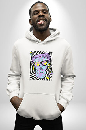 Sadece Piskoloji Erkek Kadın Beyaz Dijital Baskılı Kapüşonlu Sweatshirt Hoodie