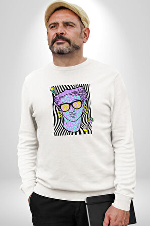 Sadece Piskoloji Erkek Kadın Unisex Dijital Baskılı Beyaz Sweatshirt
