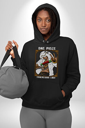 One Pice Trafalgar Law Anime Erkek Kadın Siyah Dijital Baskılı Kapüşonlu Sweatshirt Hoodie