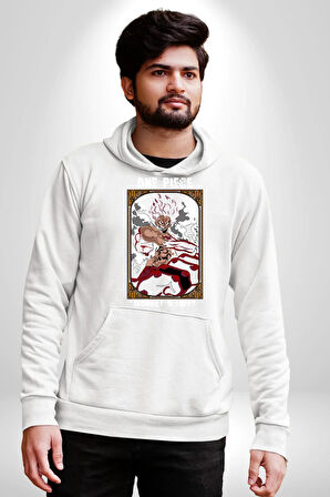 One Piece Anime Tentionmaru Erkek Kadın Beyaz Dijital Baskılı Kapüşonlu Sweatshirt Hoodie