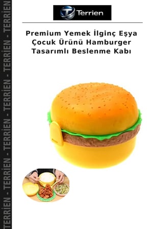 Premium Yemek İlginç Eşya Çocuk Ürünü Hamburger Tasarımlı Beslenme Kabı