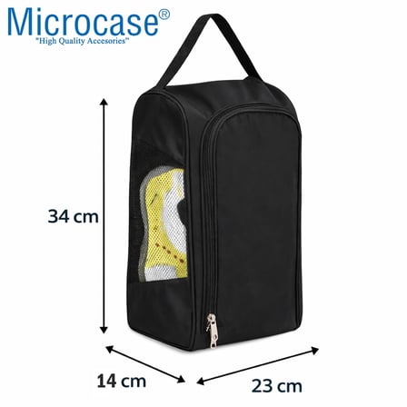 Microcase Çok Amaçlı Fileli Ayakkabı Düzenleyici Seyahat Çantası Hurç 34x23x14 CM 2 Adet AL5503 - SİYAH