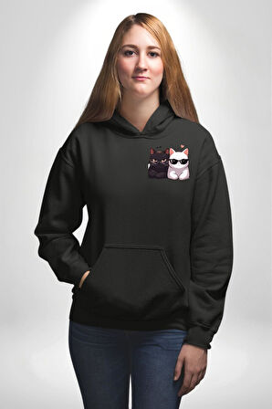 Deadpool Kahvaltı Tasarım Erkek Kadın Siyah Ön Sırt Baskılı Kapüşonlu Sweatshirt Hoodie