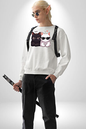 Deadpool Kahvaltı Tasarım Erkek Kadın Unisex Dijital Baskılı Beyaz Sweatshirt