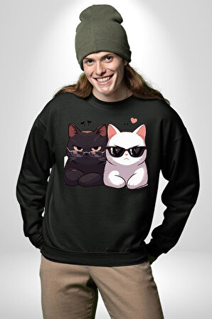 Deadpool Kahvaltı Tasarım Erkek Kadın Unisex Dijital Baskılı Siyah Sweatshirt
