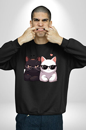 Deadpool Kahvaltı Tasarım Erkek Kadın Unisex Dijital Baskılı Siyah Sweatshirt