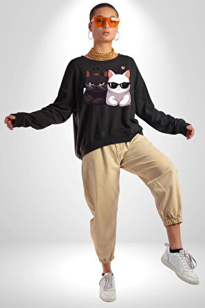 Deadpool Kahvaltı Tasarım Erkek Kadın Unisex Dijital Baskılı Siyah Sweatshirt