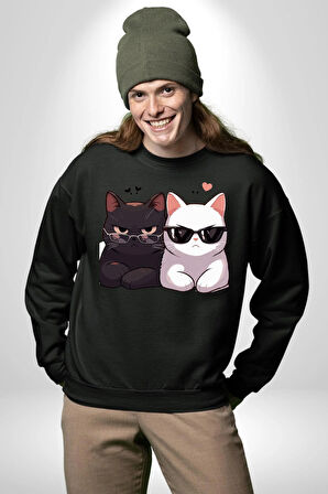 Deadpool Kahvaltı Tasarım Erkek Kadın Unisex Dijital Baskılı Siyah Sweatshirt
