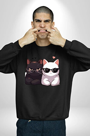 Deadpool Kahvaltı Tasarım Erkek Kadın Unisex Dijital Baskılı Siyah Sweatshirt
