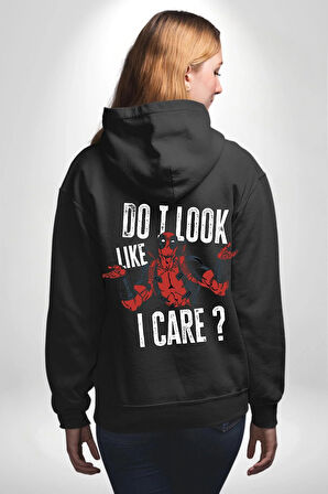 Deadpool Eğlenceli Poster Erkek Kadın Siyah Ön Sırt Baskılı Kapüşonlu Sweatshirt Hoodie