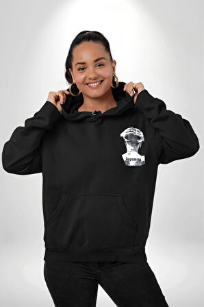 Dopamine Sanat Tasarımı Erkek Kadın Siyah Ön Sırt Baskılı Kapüşonlu Sweatshirt Hoodie