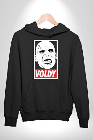Voldy Karakter Minimal Tasarım Erkek Kadın Siyah Dijital Baskılı Kapüşonlu Sweatshirt Hoodie