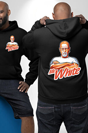 Mr. White Breaking Bad Tasarım Erkek Kadın Siyah Ön Sırt Baskılı Kapüşonlu Sweatshirt Hoodie