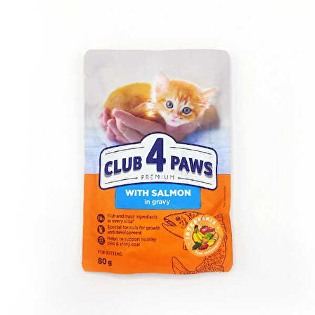 Club4Paws Somonlu Prem.Pouch Yavru Kedi Mama 80Gr