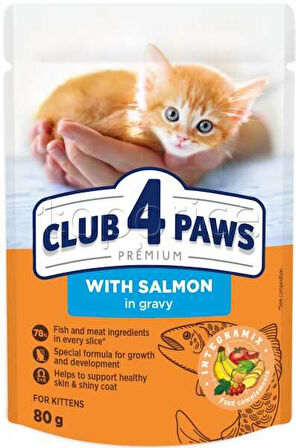 Club4Paws Somonlu Prem.Pouch Yavru Kedi Mama 80Gr