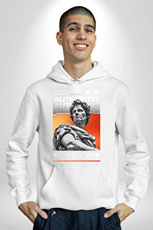 Julius Sezar Antil Heykel Erkek Kadın Beyaz Dijital Baskılı Kapüşonlu Sweatshirt Hoodie