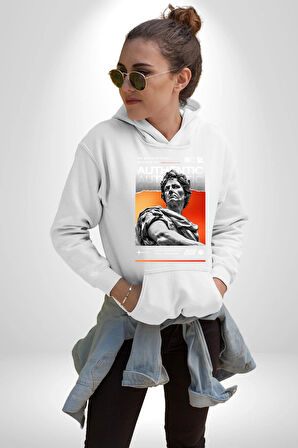 Julius Sezar Antil Heykel Erkek Kadın Beyaz Dijital Baskılı Kapüşonlu Sweatshirt Hoodie