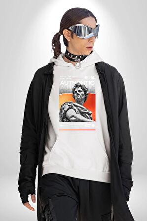 Julius Sezar Antil Heykel Erkek Kadın Beyaz Dijital Baskılı Kapüşonlu Sweatshirt Hoodie