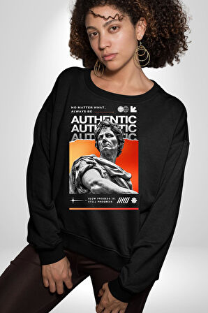 Julius Sezar Antil Heykel Erkek Kadın Unisex Dijital Baskılı Siyah Sweatshirt