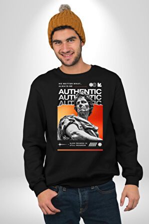 Julius Sezar Antil Heykel Erkek Kadın Unisex Dijital Baskılı Siyah Sweatshirt