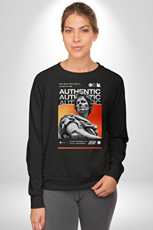 Julius Sezar Antil Heykel Erkek Kadın Unisex Dijital Baskılı Siyah Sweatshirt