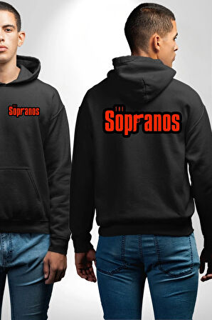 The Sopranos Tv Dizi Erkek Kadın Siyah Ön Sırt Baskılı Kapüşonlu Sweatshirt Hoodie